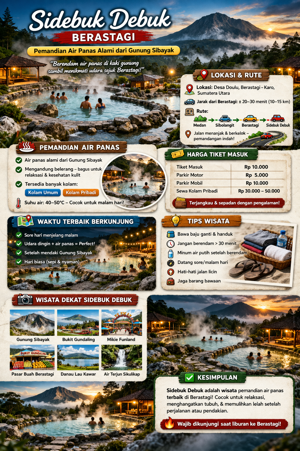 Sidebuk Debuk Berastagi: Pemandian Air Panas, Harga Tiket, Rute dan Tips Wisata - Berita Wisata Berastagi